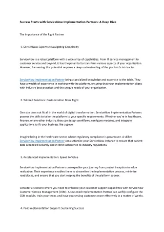 success starts with servicenow implementation