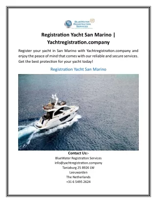 Registration Yacht San Marino | Yachtregistration.company