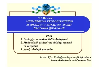 ICE_1-Mavzu_Muhandislik ekologiyasining maqsadi va vazifalari