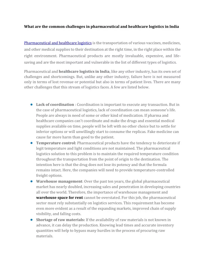 what are the common challenges in pharmaceutical