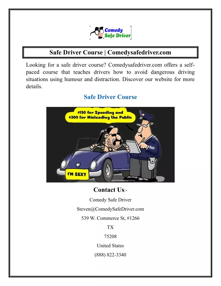 safe driver course comedysafedriver com