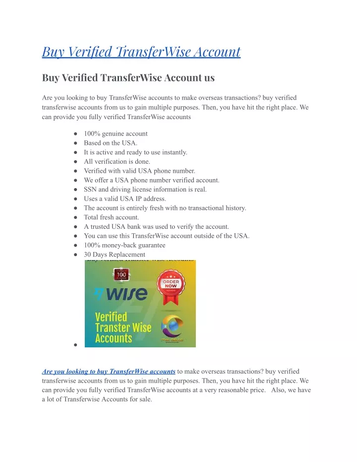 buy verified transferwise account