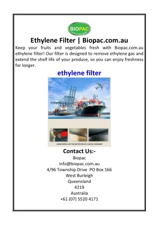 Ethylene Filter | Biopac.com.au