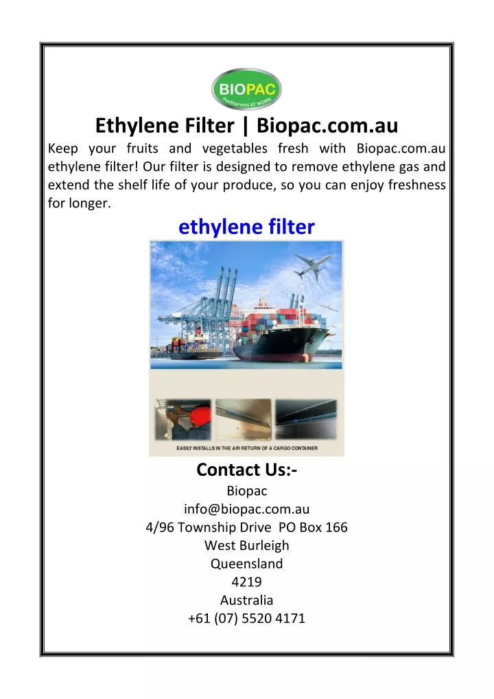 ethylene filter biopac com au keep your fruits