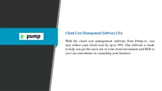 Cloud Cost Management Software Usa | Pump.co