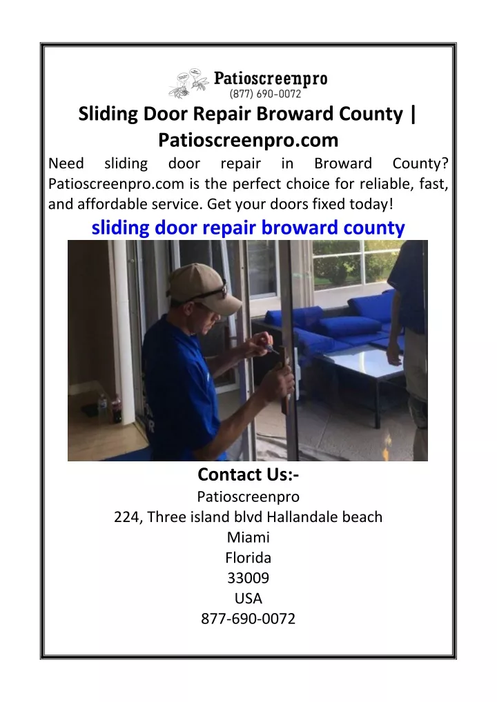 sliding door repair broward county patioscreenpro