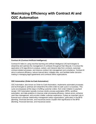 Maximizing Efficiency with Contract AI and O2C Automation