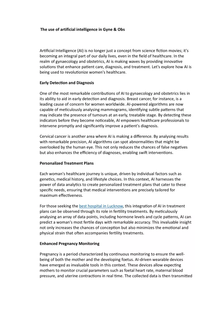 the use of artificial intelligence in gyne obs