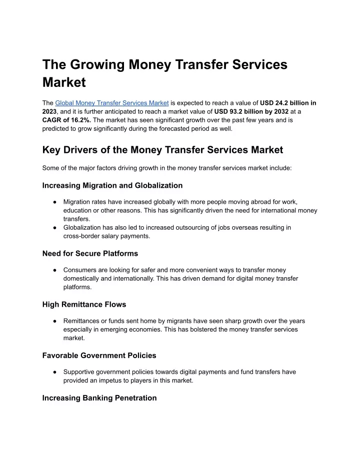 the growing money transfer services market