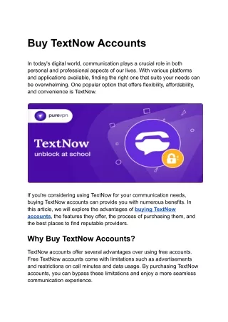 Buy TextNow Accounts