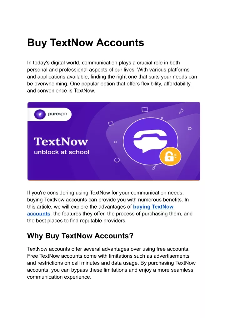 buy textnow accounts