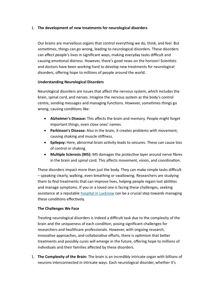 1 the development of new treatments