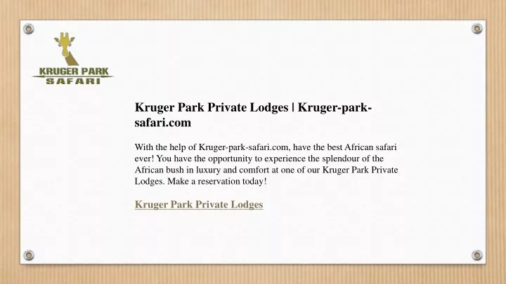 kruger park private lodges kruger park safari