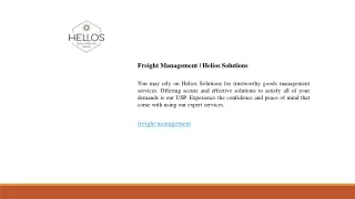 Freight Management  Helios Solutions