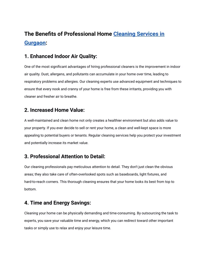 the benefits of professional home cleaning