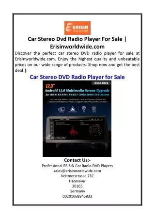 Car Stereo Dvd Radio Player For Sale  Erisinworldwide.com