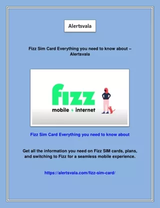 Fizz Sim Card Everything you need to know about - Alertsvala