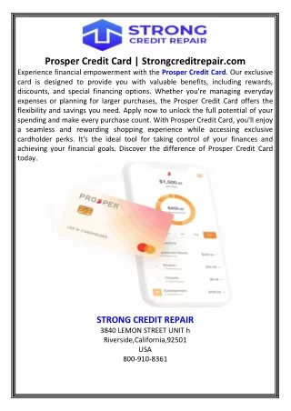 Prosper Credit Card  Strongcreditrepair.com