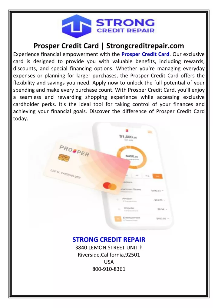 prosper credit card strongcreditrepair
