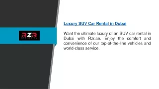 Luxury Suv Car Rental In Dubai | Rzr.ae