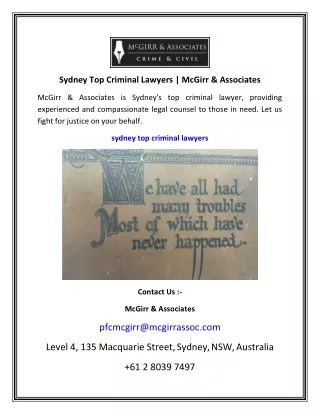 Sydney Top Criminal Lawyers   McGirr & Associates