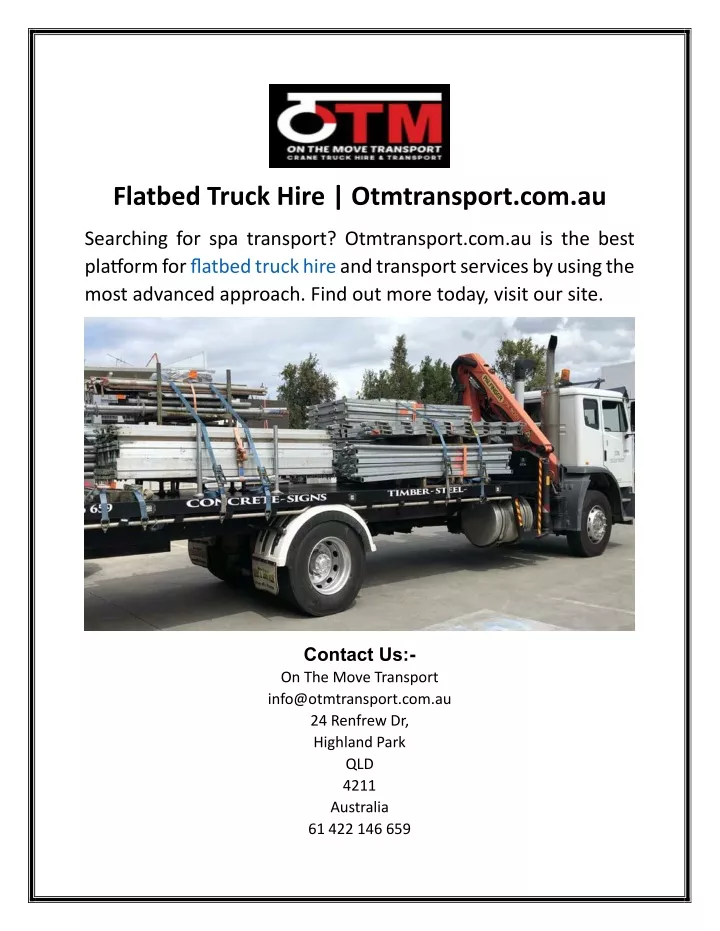 flatbed truck hire otmtransport com au