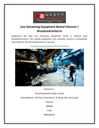 Live Streaming Equipment Rental Chennai  Broadcastrental.in