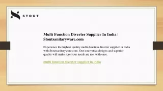 Multi Function Diverter Supplier In India  Stoutsanitaryware.com