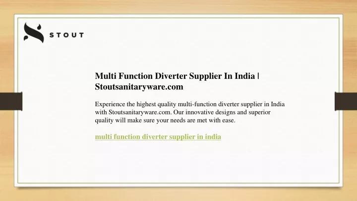multi function diverter supplier in india