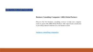 Business Consulting Companies  ARK Global Partners