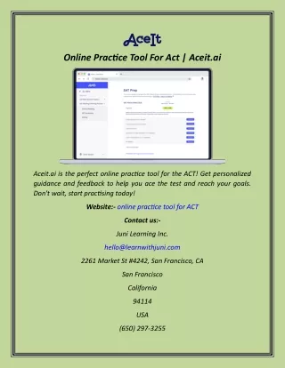 Online Practice Tool For Act  Aceit