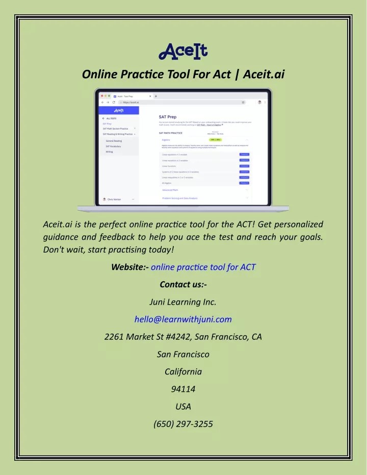 online practice tool for act aceit ai