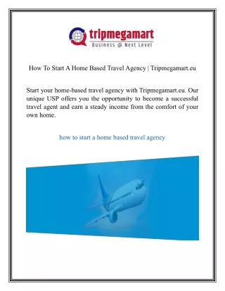 How To Start A Home Based Travel Agency  Tripmegamart.eu