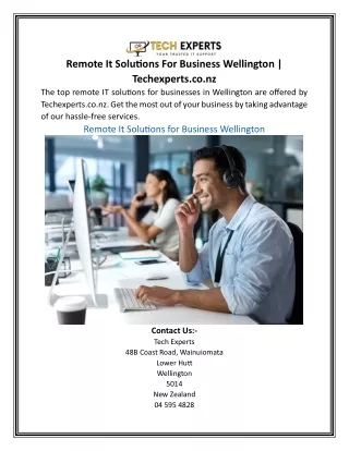 Remote It Solutions For Business Wellington | Techexperts.co.nz