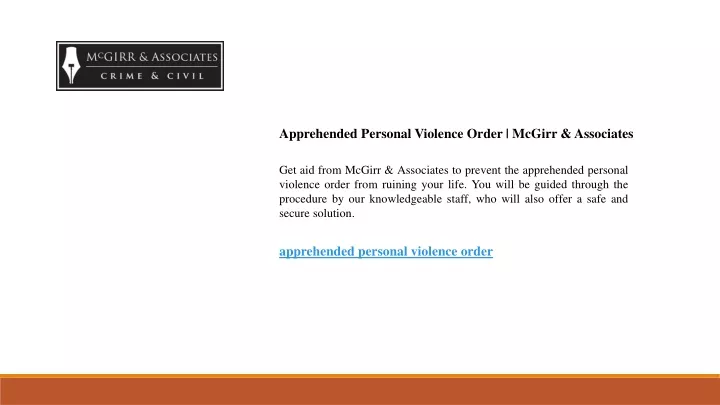 apprehended personal violence order mcgirr