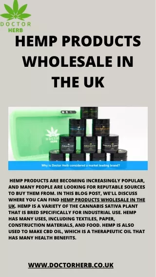 HEMP Products Wholesale in the UK