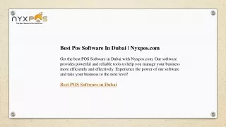 Best Pos Software In Dubai  Nyxpos.com