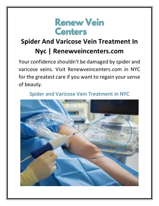 Spider And Varicose Vein Treatment In Nyc  Renewveincenters.com