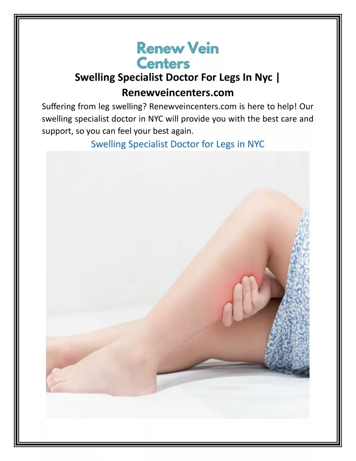 swelling specialist doctor for legs