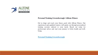 Personal Training Greensborough  Alltone Fitness