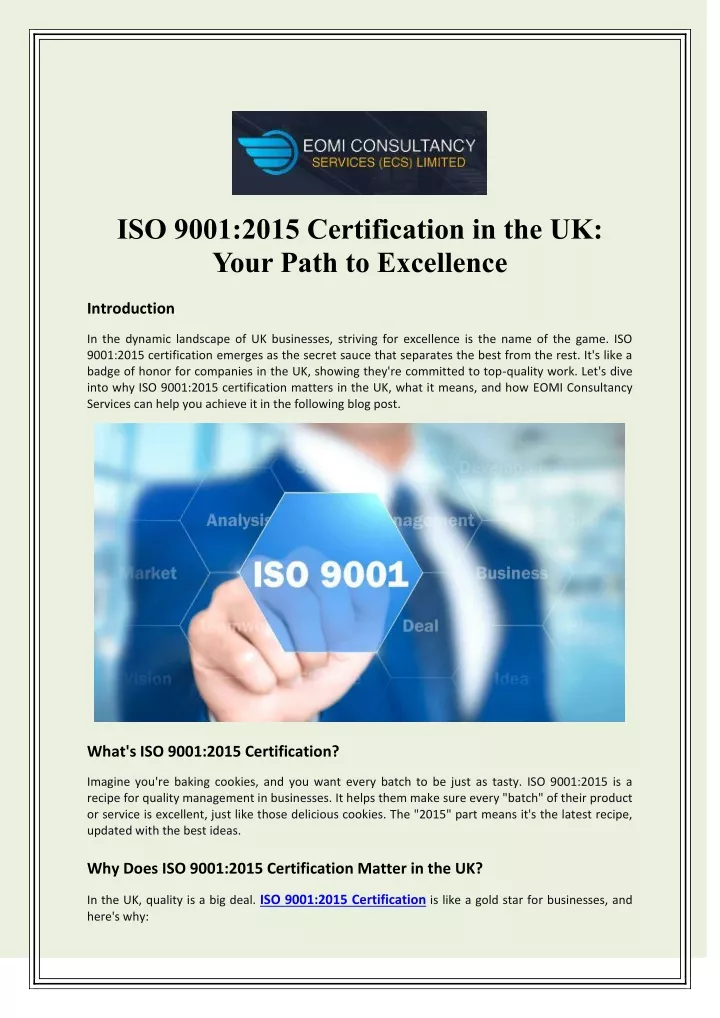 iso 9001 2015 certification in the uk your path