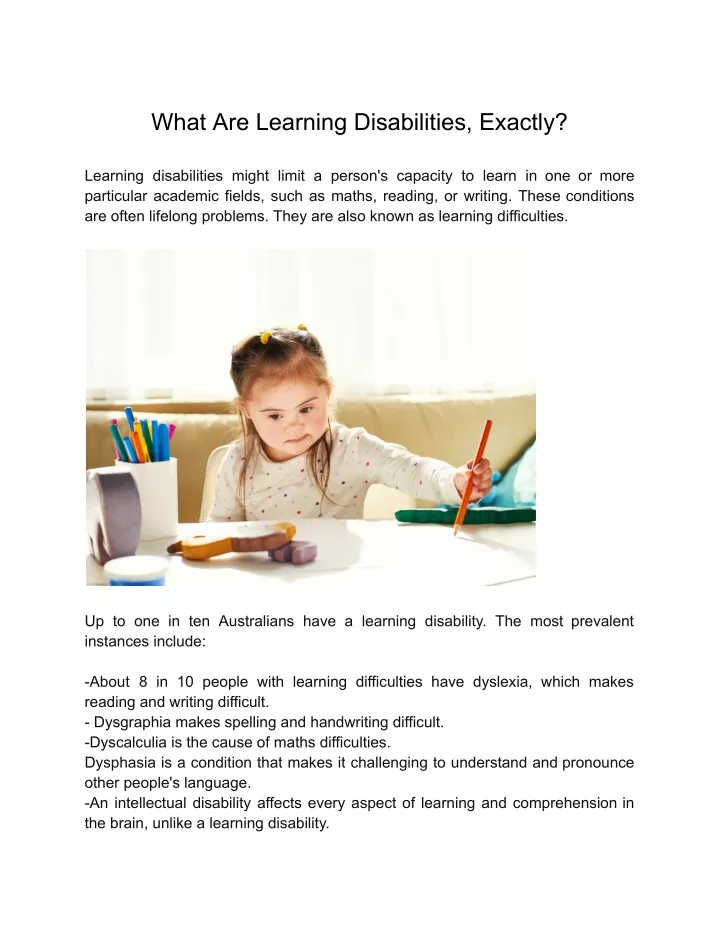 what are learning disabilities exactly