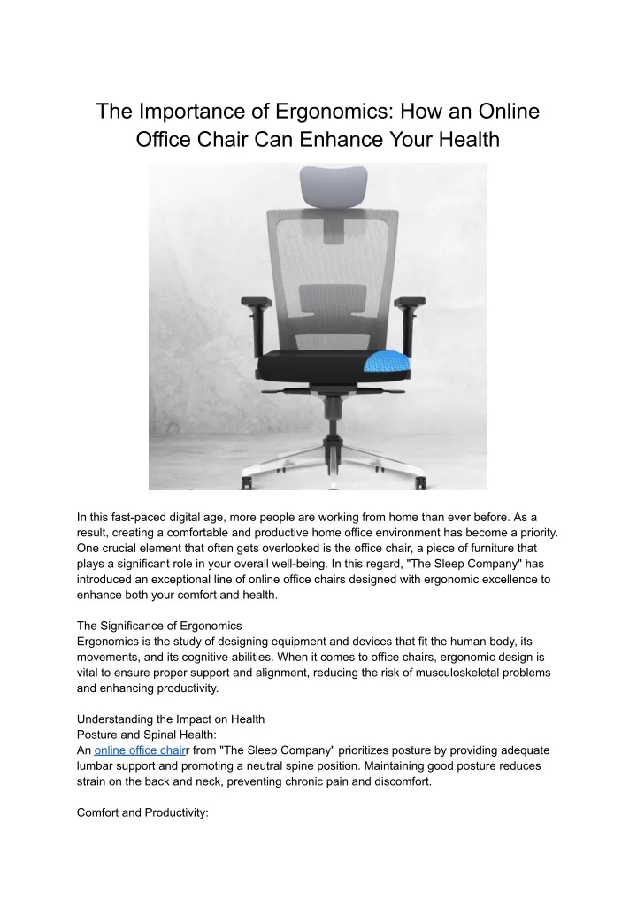 the importance of ergonomics how an online office