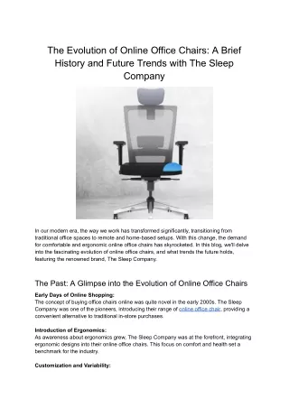 The Evolution of Online Office Chairs_ A Brief History and Future Trends with The Sleep Company