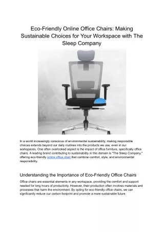 Eco-Friendly Online Office Chairs_ Making Sustainable Choices for Your Workspace with The Sleep Company
