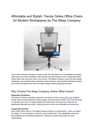Affordable and Stylish_ Trendy Online Office Chairs for Modern Workspaces by The Sleep Company