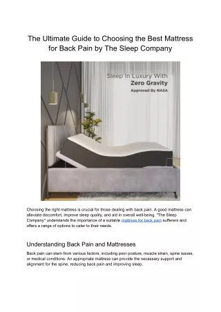 The Ultimate Guide to Choosing the Best Mattress for Back Pain by The Sleep Company