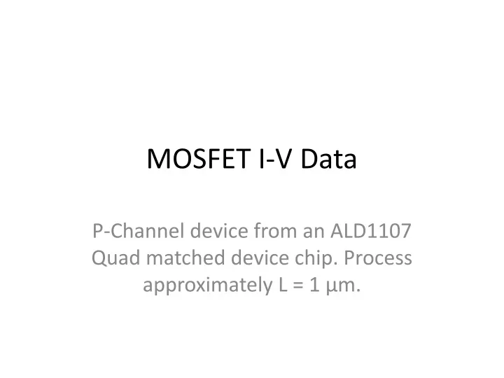 mosfet i v data