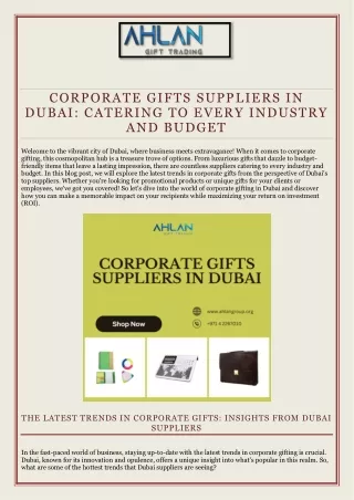 Corporate Gifts Suppliers in Dubai - Catering to Every Industry and Budget