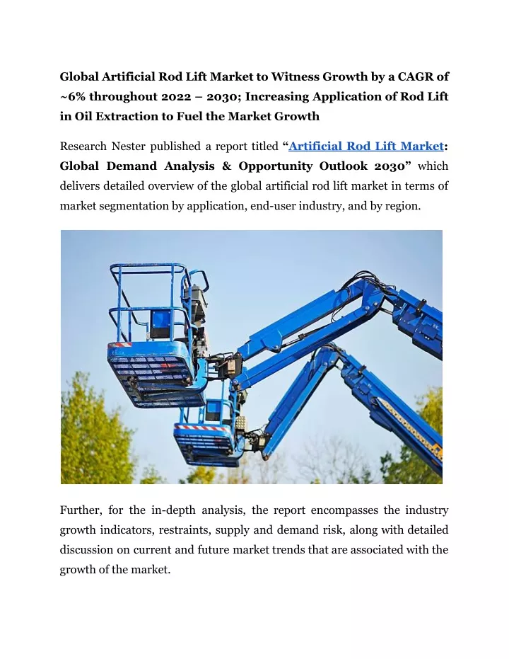 global artificial rod lift market to witness